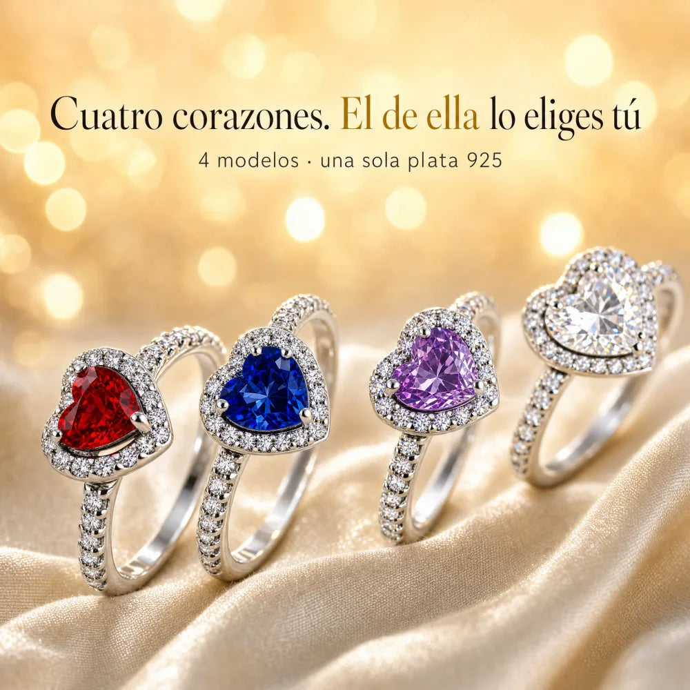 Cuatro corazones, el de ella lo eliges tú — 4 modelos de anillo en plata 925